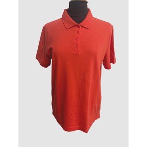 Kim Rogers Short Sleeve,Orange/Salmon 100% Cotton Polo Top, Size Medium